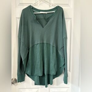 Altar’d State Teal Waffle Knit Cozy Oversized Top